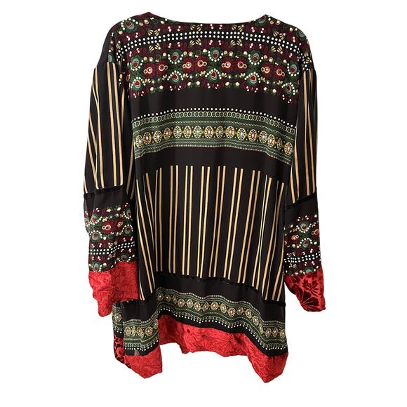 Ulla Popken Boho Floral Hearts Mixed Media Velvet Trim Mini Dress, size 24/26 - Picture 7 of 7